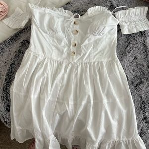 Pink Lily white corset off the shoulder dress